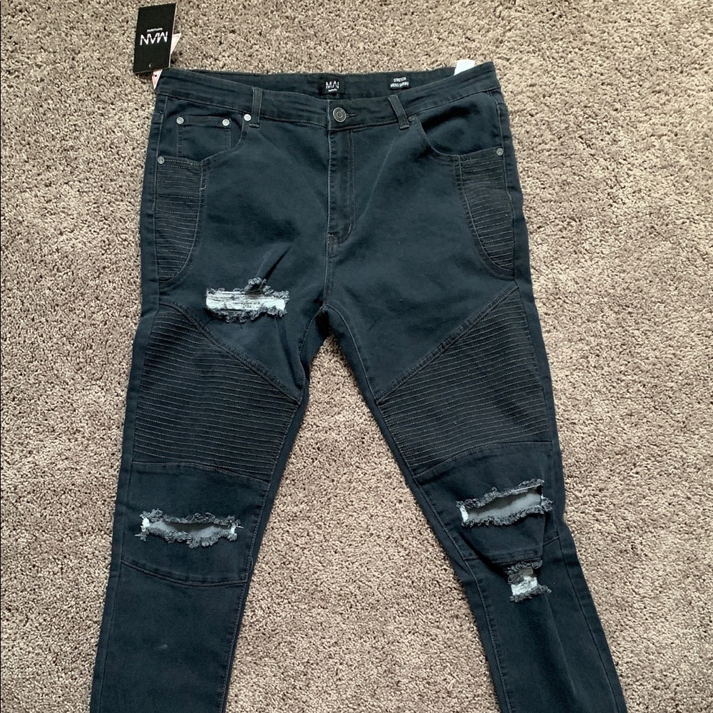 Mens Biker Jeans, fashion rips.